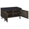 Coaster Fine Furniture 915153 Brixton - 2-Door Padded Entryway Shoe Storage Bench - Smoked Oak