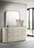 Coaster Fine Furniture 360113M Sonya - 6-Drawer Upholstered Bedroom Dresser With Mirror - Ivory