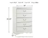 Ashley Furniture B129-46 Anarasia - Five Drawer Chest - White