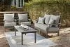 Ashley Furniture P802/835/820/701 Visola - 4 Pc. - Outdoor Loveseat, 2 Lounge Chairs And Coffee Table - Gray