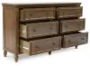 Benchcraft® B787/31/36/58/56/97 Benchcraft® B787/31/36/58/56/97 Sturlayne - 5 Pc. - Dresser, Mirror, King Upholstered Panel Bed - Brown