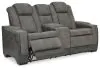 Ashley Furniture 2200418 Next-Gen Durapella - Power Reclining Loveseat with Console/Adj Headrest - Slate