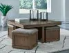 Ashley Furniture T738-20 Boardernest - Cocktail Table With 4 Stools (Set of 5) - Brown