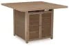 Ashley Furniture P749/665/130(2) Walton Bridge - 5 Pc. - Square Bar Table W/Fire Pit, 4 Barstools - Driftwood