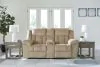Ashley Furniture 6930518 Tip-Off - Power Reclining Loveseat With Console / Adj Headrest - Wheat