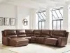 Ashley Furniture PCU62607S19 Ashley Furniture PCU62607S19 DeepWakes - 6-Piece Power Reclining Sectional With LAF Press Back Power Chaise And Storage Console - Canyon
