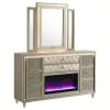 Coaster Fine Furniture 222663FBM Lorient - 8-Drawer LED Flame Box Dresser And Mirror - Ivory Camel