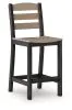 Ashley Furniture PCP221-113 Shoreline Beach - Outdoor Counter Table And 2 Barstools (Set of 3) - Black / Beige