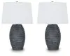 Ashley Furniture L243684 Caronick - Poly Table Lamp (Set of 2) - Antique Silver Finish