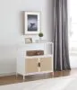 Coaster Fine Furniture 961642 Amherst - 2-Door Radio Weave Cane Metal Accent Cabinet - White