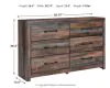 Ashley Furniture B211-31 Drystan - Six Drawer Dresser - Brown / Beige