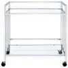 CoasterEssence 181382 Cara - 2-Tier Rectangular Glass Shelf Metal Bar Cart - Chrome
