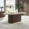ACME DN07000 ACME DN07000 Clayten - Dining Table With Natural Marble Top - Natural Top & Brown Oak