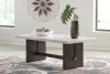 Ashley Furniture T779-1 Burkhaus - Rectangular Cocktail Table - White / Dark Brown