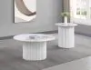 Coaster Fine Furniture 708337 Rowena - Round Sintered Stone End Table - White Faux Marble