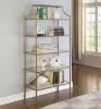 CoasterEssence 804393 Serena - 5-Shelf Glass Bookshelf - Gold
