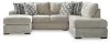 Benchcraft® 20502/02/17/21 Calnita - 3 Pc. - 2-Piece Sectional With Raf Corner Chaise, Oversized Swivel Accent Chair - Sisal