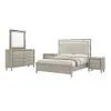 New Classic 00-B1248-15N New Classic 00-B1248-15N Lennox - 6/6 King 5 Piece Bedroom Set (Bed, Dresser, Mirror, 2 Nightstands) - Gray / Silver