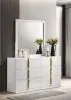 Coaster Fine Furniture 223093M Ines - 6-Drawer Bedroom Dresser With Mirror - White High Gloss