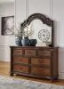 Ashley Furniture B764/31/36/46/50/72/97 Ashley Furniture B764/31/36/46/50/72/97 Lavinton - 6 Pc. - Dresser, Mirror, Chest, King Poster Bed - Brown