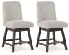 Ashley Furniture D984-124 Burkhaus - Upholstered Swivel Barstool (Set of 2) - Beige / Dark Brown