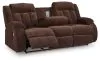 Ashley Furniture PC2140699 Free Wake - Reclining Power Sofa With Drop Down Table - Chocolate