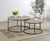 Coaster Fine Furniture 736040 Lainey - 2 Piece Round Nesting Coffee Table - Distressed Pine