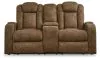 Ashley Furniture 6070318 Wolfridge - Power Reclining Loveseat With Console /Adj Hdrst - Brindle