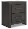 Ashley Furniture PCB2108-92 Hollivern - Two Drawer Night Stand - Dark Gray