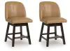 Ashley Furniture D618-324 Neymorton - Upholstered Swivel Faux Leather Barstool (Set of 2) - Dark Grayish Brown