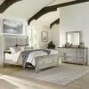 Liberty Furniture 824-BR-OKPBDM Liberty Furniture 824-BR-OKPBDM Heartland - 3 Piece Bedroom Set (King Panel Bed, Dresser & Mirror) - Antique White / Tobacco Tops