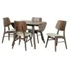 New Classic 40-D1651-D4C Oscar - Drop Leaf Dining Table With 4 Chairs - Walnut / Natural Cush