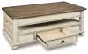 Ashley Furniture T523-9 Realyn - Lift Top Cocktail Table - White / Brown