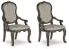 Ashley Furniture D947-01A Maylee - Dining Upholstered Arm Chair (Set of 2) - Dark Brown