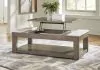Ashley Furniture T854-9 Loyaska - Lift Top Cocktail Table - Grayish Brown / White