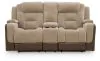 Ashley Furniture PC8350418 Ashley Furniture PC8350418 Mixed Motion - Power Reclining Loveseat With Console / Adjustable Headrest - Brownstone