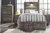Ashley Furniture B211/31/36/46/53/52/150/B100-11/92(2) Ashley Furniture B211/31/36/46/53/52/150/B100-11/92(2) Drystan - 9 Pc. - Dresser, Mirror, Chest, Twin Panel Bed with 2 Side Drawers, 2 Nightstands - Brown / Beige