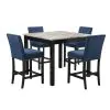 New Classic D400-52S-BLU New Classic D400-52S-BLU Celeste - 5 Piece Marble Finish Counter Dining Set (Table & 4 Chairs) - Blue