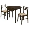 CoasterEveryday 130005 Bucknell - 3 Piece Round Drop Leaf Dining Table Set - Cappuccino