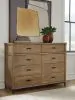 Benchcraft® B622/31/36/58/94/92(2) Benchcraft® B622/31/36/58/94/92(2) Tomtyn - 6 Pc. - Dresser, Mirror, California King Upholstered Bed, 2 Nightstands - Light Brown