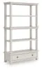 Ashley Furniture H742/34/34R/01A/70 Ashley Furniture H742/34/34R/01A/70 Robbinsdale - 4 Pc. - L-Shaped Home Office Desk, Home Office Desk Chair, Bookcase - Antique White