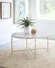 CoasterEssence 723208 Ellison - Round Marble Top Coffee Table - White And Gold