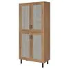 Coaster Fine Furniture 950440 Teller - 4-Door Tall Shoe Storage Cabinet - Natural Oak