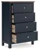 Ashley Furniture B414/21/26/45/57/54/96/92(2) Ashley Furniture B414/21/26/45/57/54/96/92(2) Landocken - 8 Pc. - Dresser, Mirror, Chest, Queen Panel Bed, 2 Nightstands - Brown / Blue