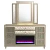 Coaster Fine Furniture 222663FBM Lorient - 8-Drawer LED Flame Box Dresser And Mirror - Ivory Camel