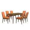 New Classic 40-7185BO-D6C New Classic 40-7185BO-D6C Maggie - Dining Table With 6 Terracotta Chairs - Dark Brown