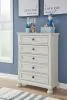 Ashley Furniture B742/21/26/45/87/84S/183/91(2) Ashley Furniture B742/21/26/45/87/84S/183/91(2) Robbinsdale - 8 Pc. - Dresser, Mirror, Chest, Full Sleigh Storage Bed, 2 Nightstands - Antique White