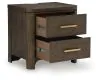 Ashley Furniture PCB843-92 Radkin - Two Drawer Night Stand - Burnished Brown