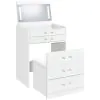 Coaster Fine Furniture 930208 Danbury - 3-Drawer Makeup Vanity & Stool Set - White High Gloss