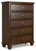 Ashley Furniture B685/31/36/46/57/54/97 Ashley Furniture B685/31/36/46/57/54/97 Danabrin - 6 Pc. - Dresser, Mirror, Chest, Queen Panel Bed - Brown